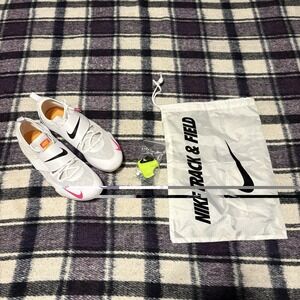 Size 12 - Nike Pole Vault Elite White Hyper Pink Orange PV Field Spikes Shoes